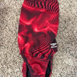 Speedo Endurance+ Red and Black Swimwear